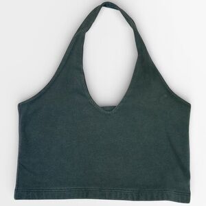 Brandy Melville Alexis Halter Dark Forest Green Crop Top One Size 100% Cotton